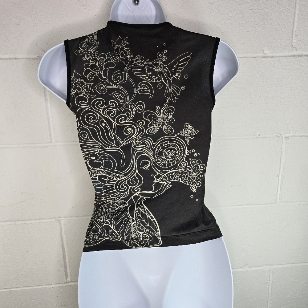 Vtg 90s Y2k Miss Sixty Mod Psychedelic Sleeveless Crop Tank - Picture 10 of 12
